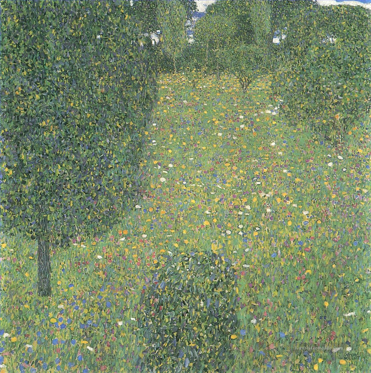 Landschaftsgarten Wiese in Blume Gustav Klimt Wald Ölgemälde